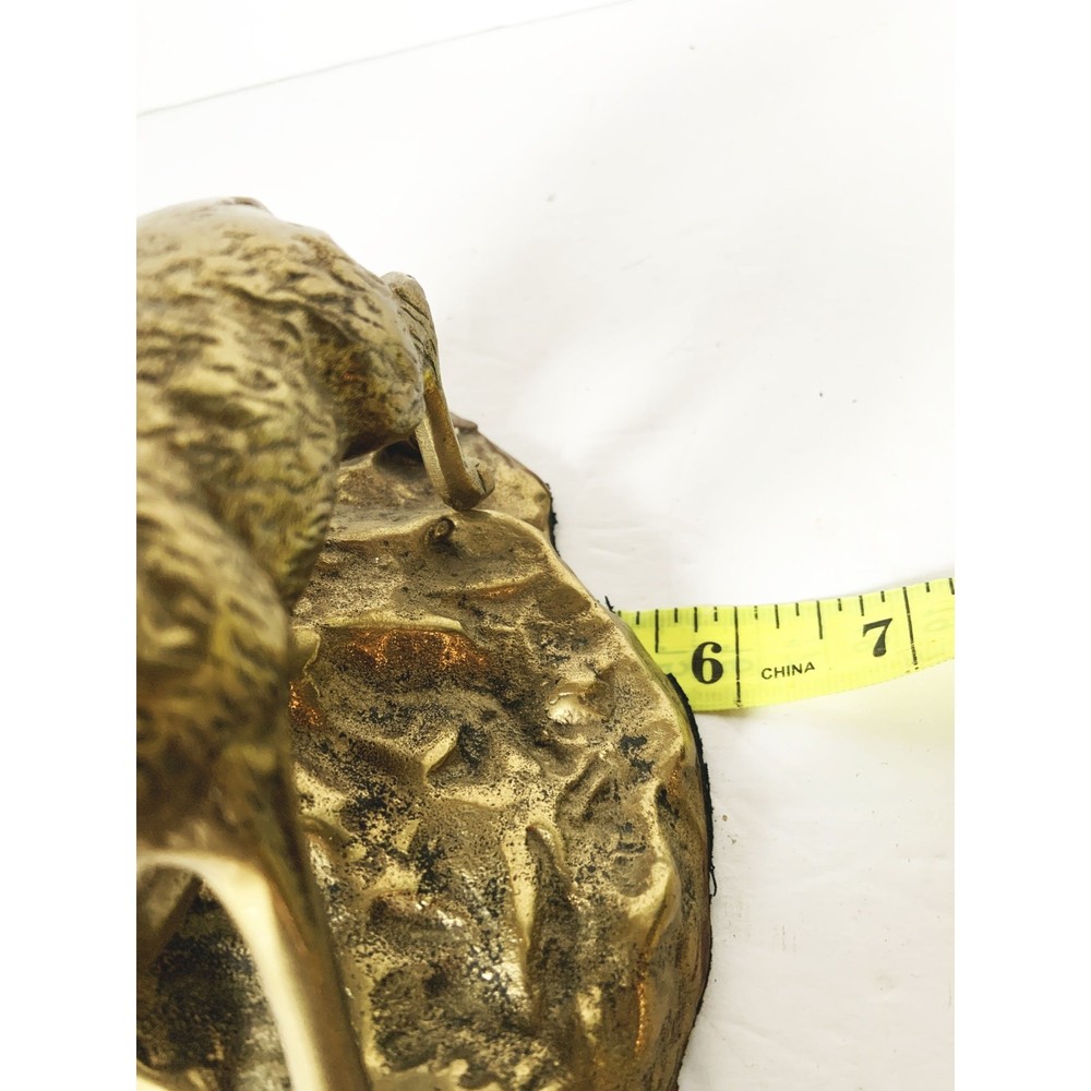 Vintage Mid Century Solid Brass Rams on Hillside Ram Figurine