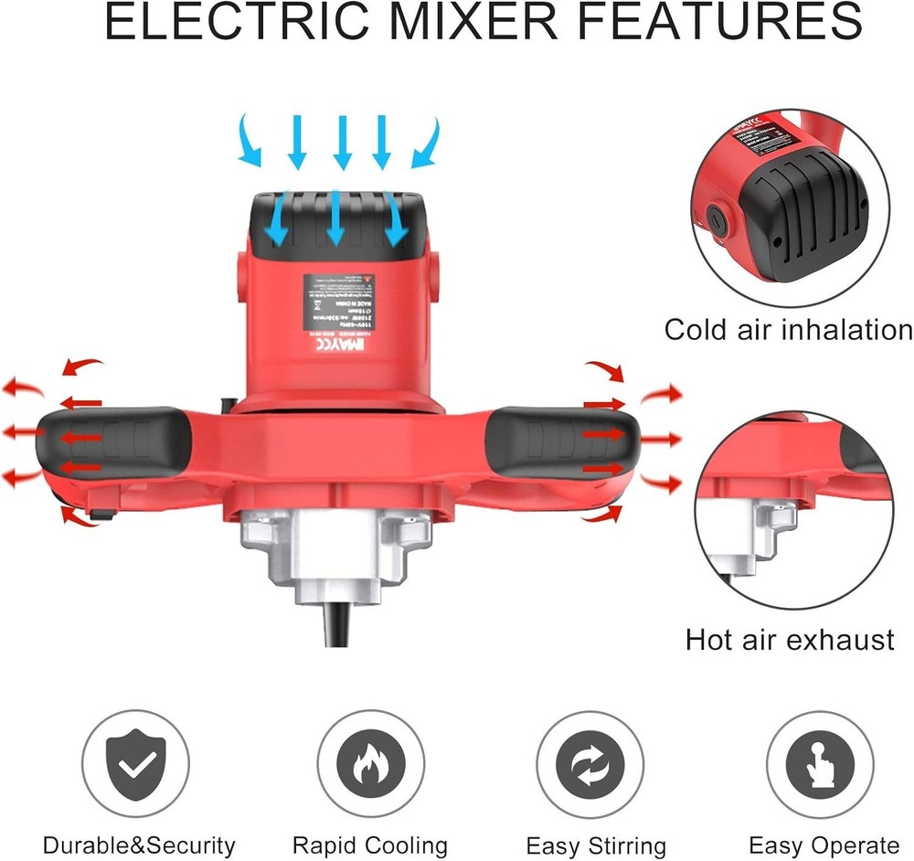 Electric Concrete Mixer, 2100W, 6 Speed Handheld