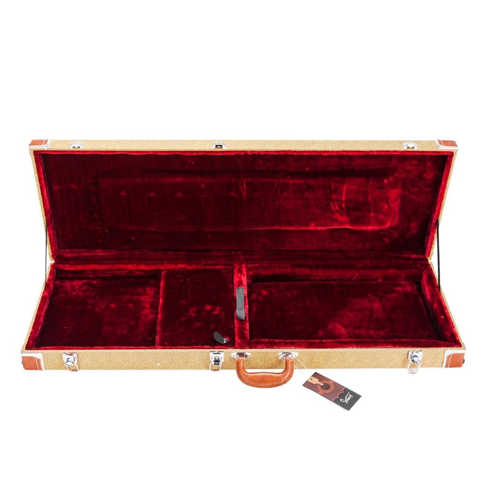 Glarry High Grade Electric Guitar Square Hard Case Flat Surface Hardware Yellow