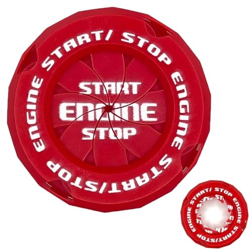 Rotary Push Start Button Cover, Car Engine Start Stop Button Cover, RED