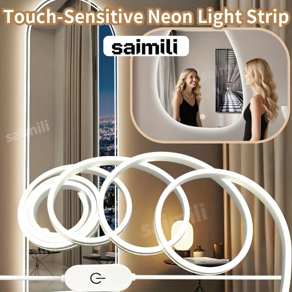 USB 5V LED Neon Light Touch Switch Waterproof Dimmable Strip Lamp Flexible