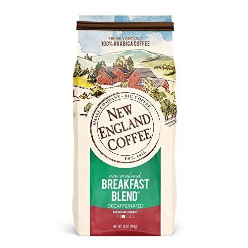 New England Coffee Breakfast Blend Decaffeinated Medium Roast Ground Coffee, 10o