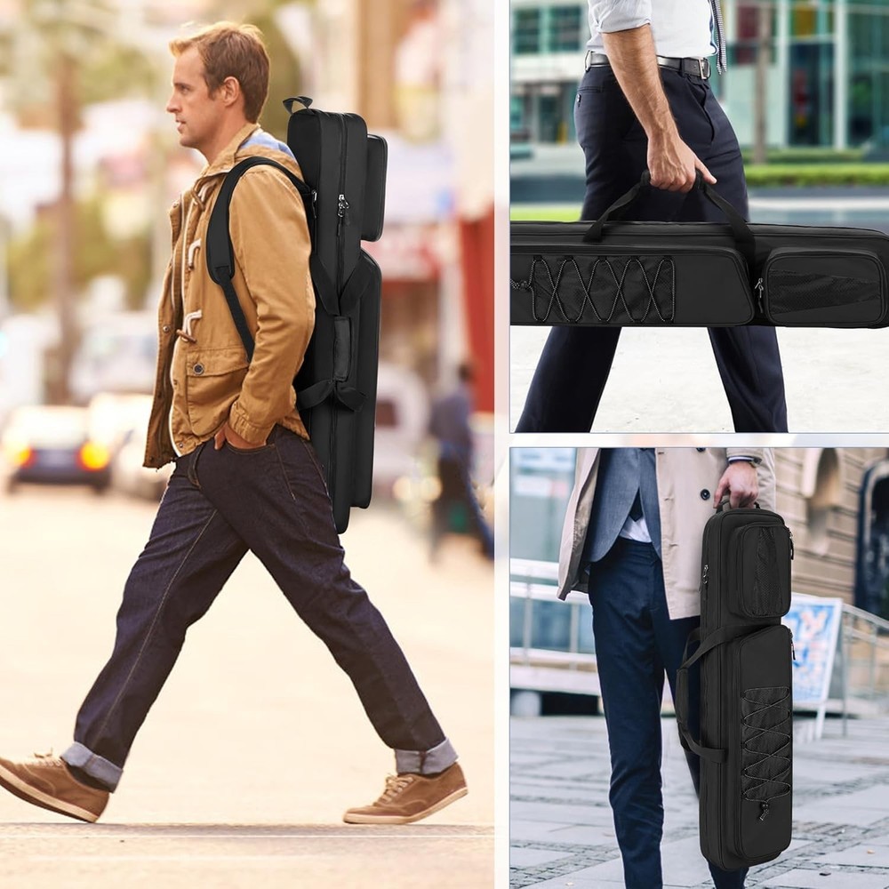 Soft Billiard Stick Carrying Bag with Large Accessory Pockets & Comfort Strap