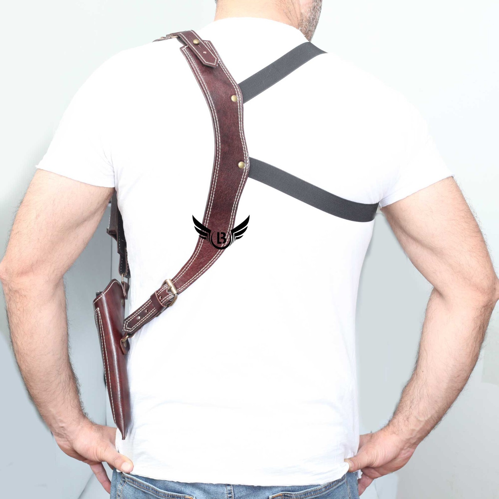 Cowhide Leather Vertical Concealed Holster Right Handers Universal Size