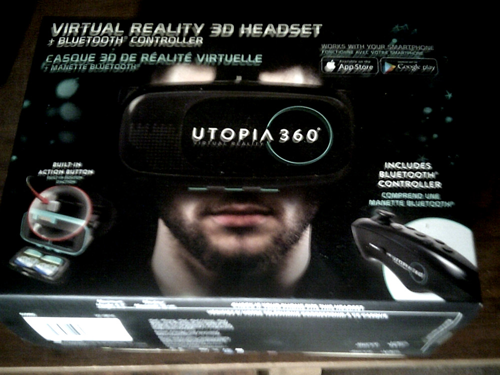 Utopia 360  Virtual Reality 3D Headset + Bluetooth Controller NEW