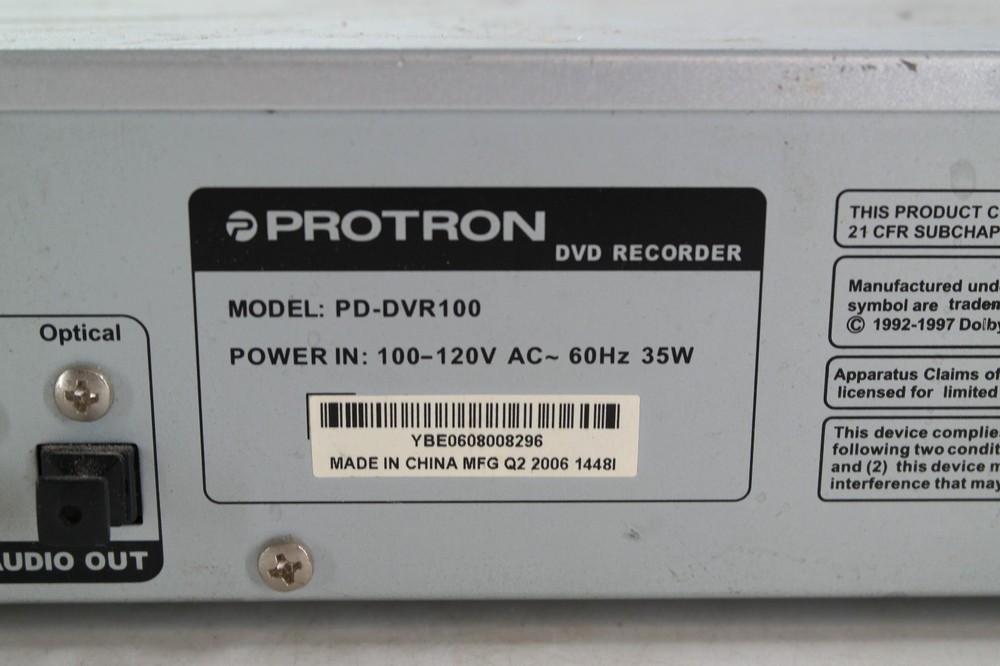 Protron DVD Recorder Player System Model No. PD-DVR100 No Remote Tested & Works