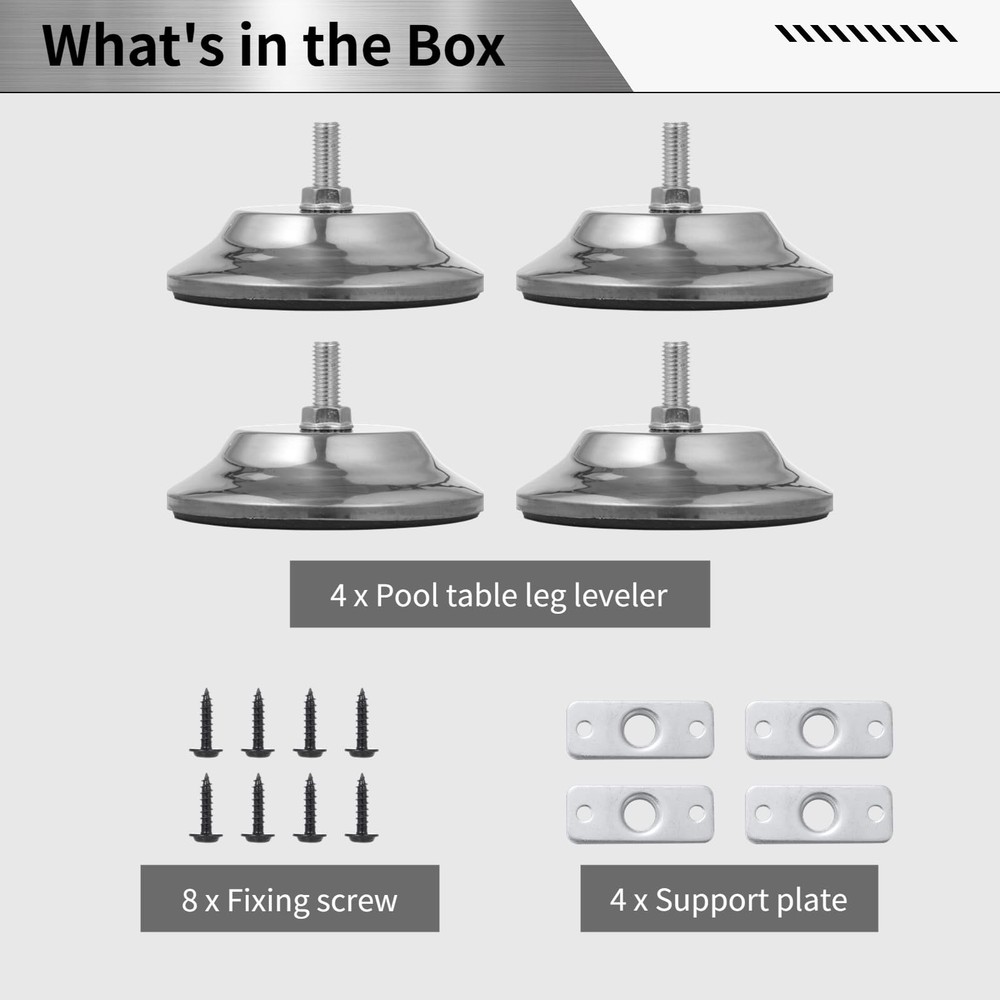 Billiard Table Leg Levelers, 4 Pcs Pool Table Leg Leveling Risers 5’’D with A...