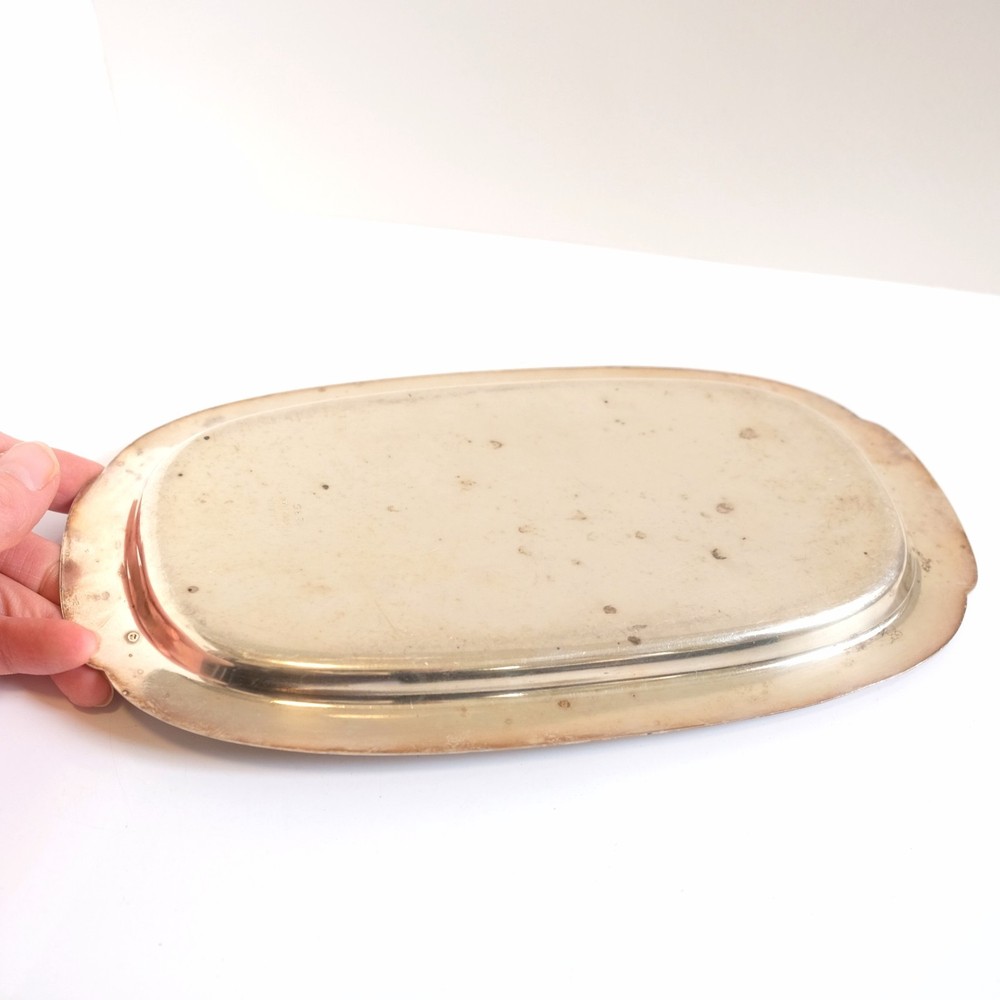 Vintage Wallace Modern Plate Oval Candy Dish Trinket Holder Minimal Silver Plate