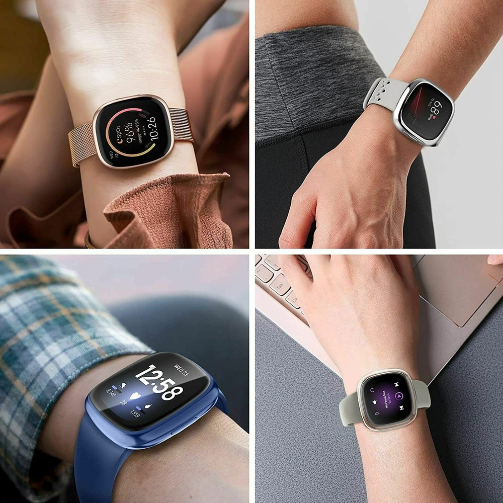 8 Pack Screen Protector Case for Fitbit Sense/Versa 3 Soft TPU Full Bumper Cover