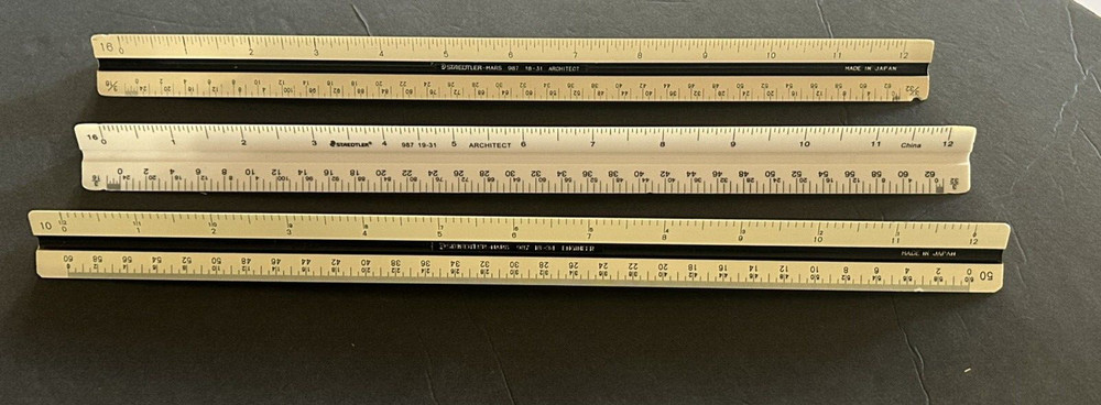 Vintage Drafting Scales Engineering Triangular Graphic Arts Pickett Staedler