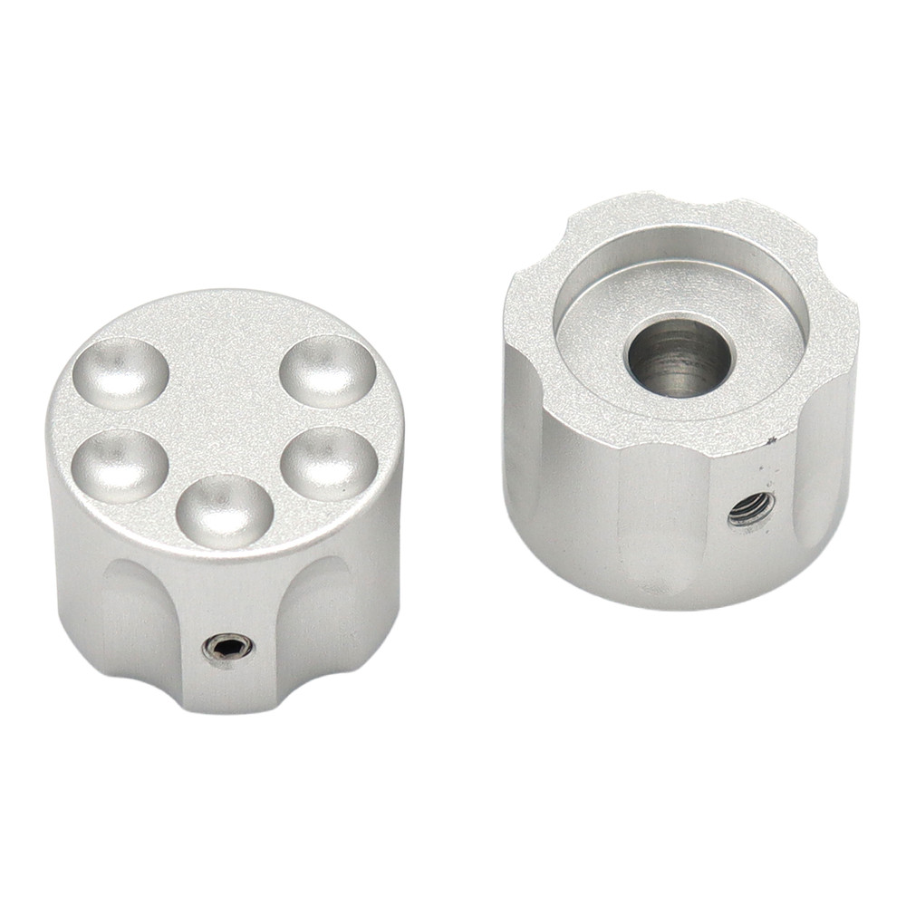 3Pcs Bullet Wheel Shape Aluminum Guitar Knobs Electronic Control Pot Cap Silver