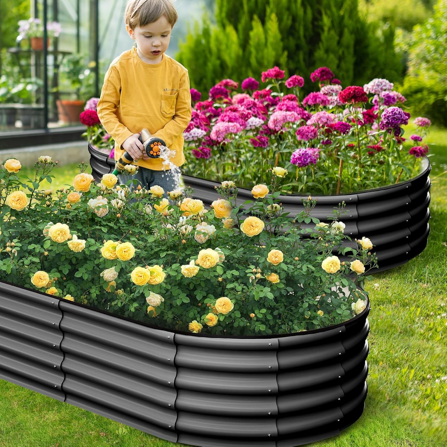 2 Pack Galvanized Raised Garden Bed Outdoor, 6 x 3 x 1 ft Metal Planter Box