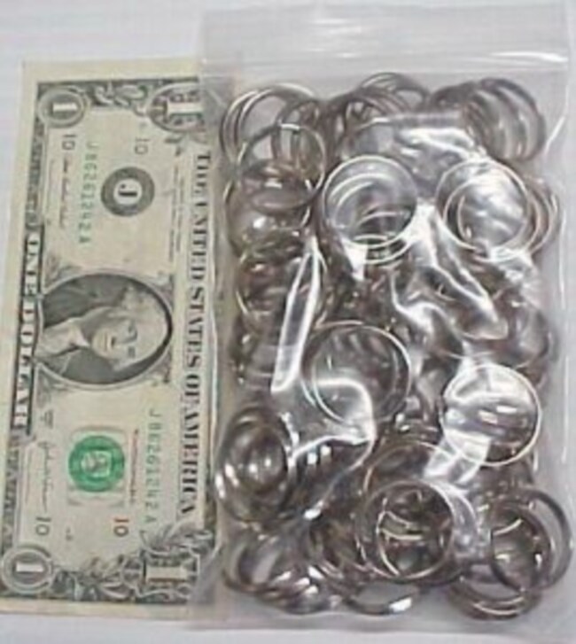 Lot 100 Bright Chrome Key Rings, Keyrings 26mm Diameter Plated Steel, Keys, New