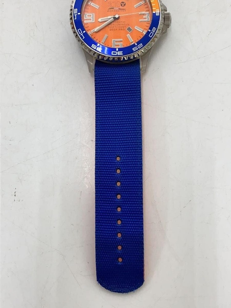 Automatic Watch Analog Nylon ORN BLU