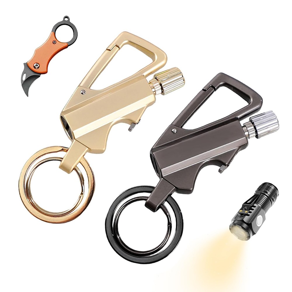 2 Pack Permanent Match Infinity Lighter with Multitool 2pcs Golden+black Suit