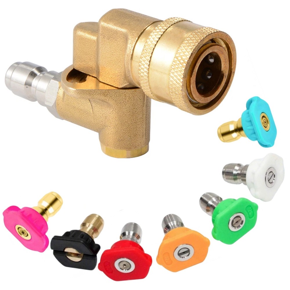 7 Nozzle Tip Pressure Washer Spray Quick Connect Pivot Adapter Coupler 5 Angle