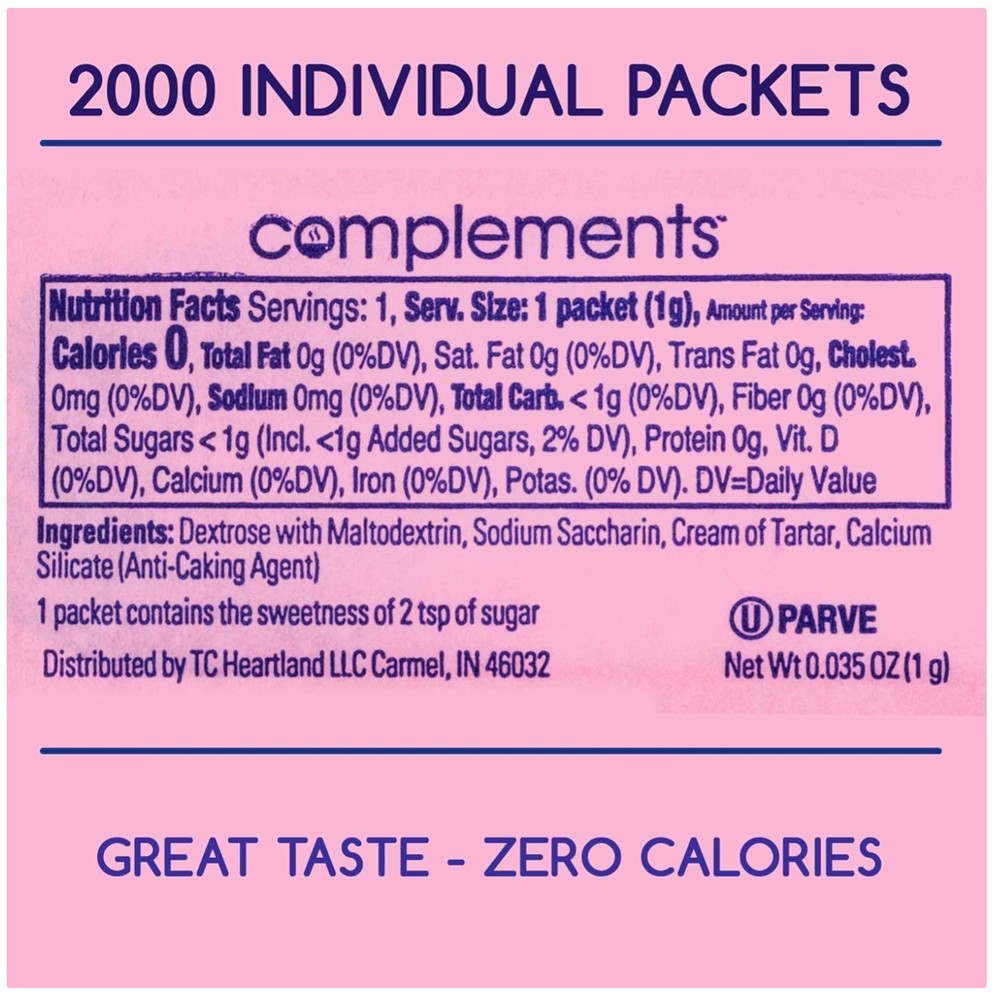Kosher Zero Calorie Sweetener Packets, 2000 Ct