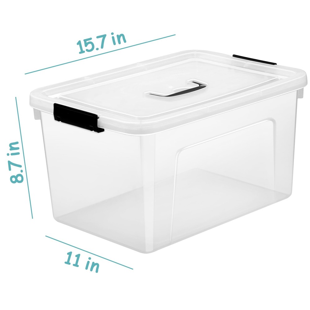 Clear 19 Quart Storage Bins, 6-Pack Stackable Plastic Box With Lids