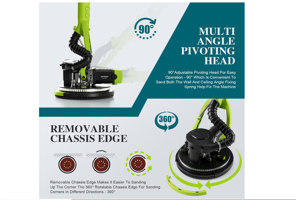 Drywall Sander, W Popcorn Ceiling Removal Tool, Automatic Drywall Sander