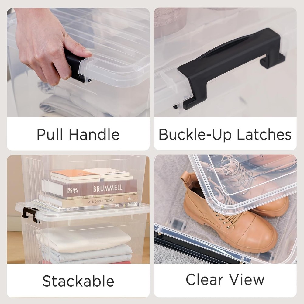 22 Qt Clear Storage Bins with/ Lids Stackable Nestable Organizer 2 Pack