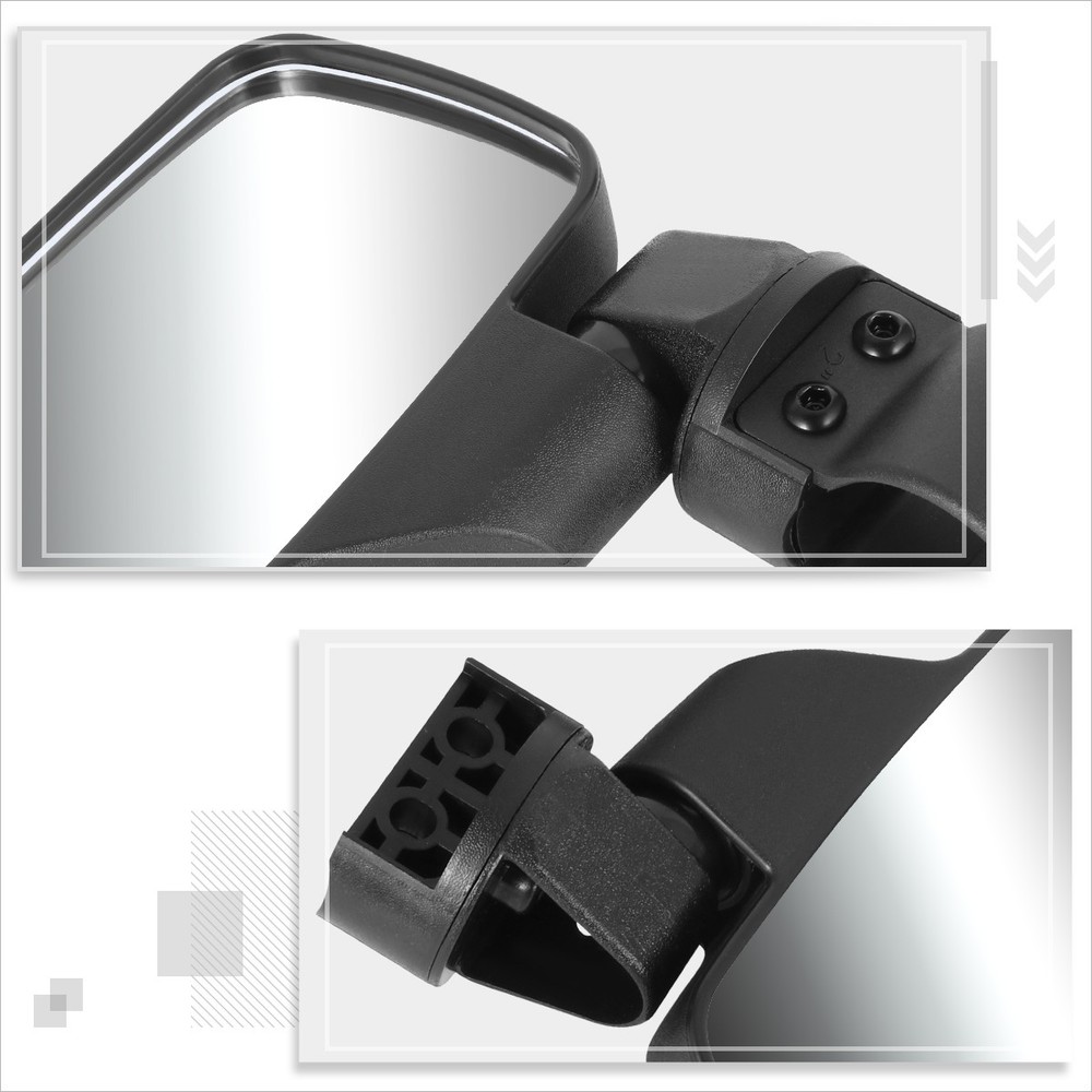 2Pcs Universal UTV Rectangle Roll Cage Bar Mount Convex Sideview Mirrors w/Clamp