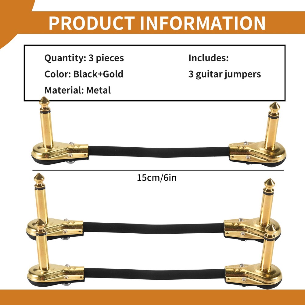 Guitar Patch Cable Pedal Patch Cords 1/4-Inch Right Angle Low Profile5407