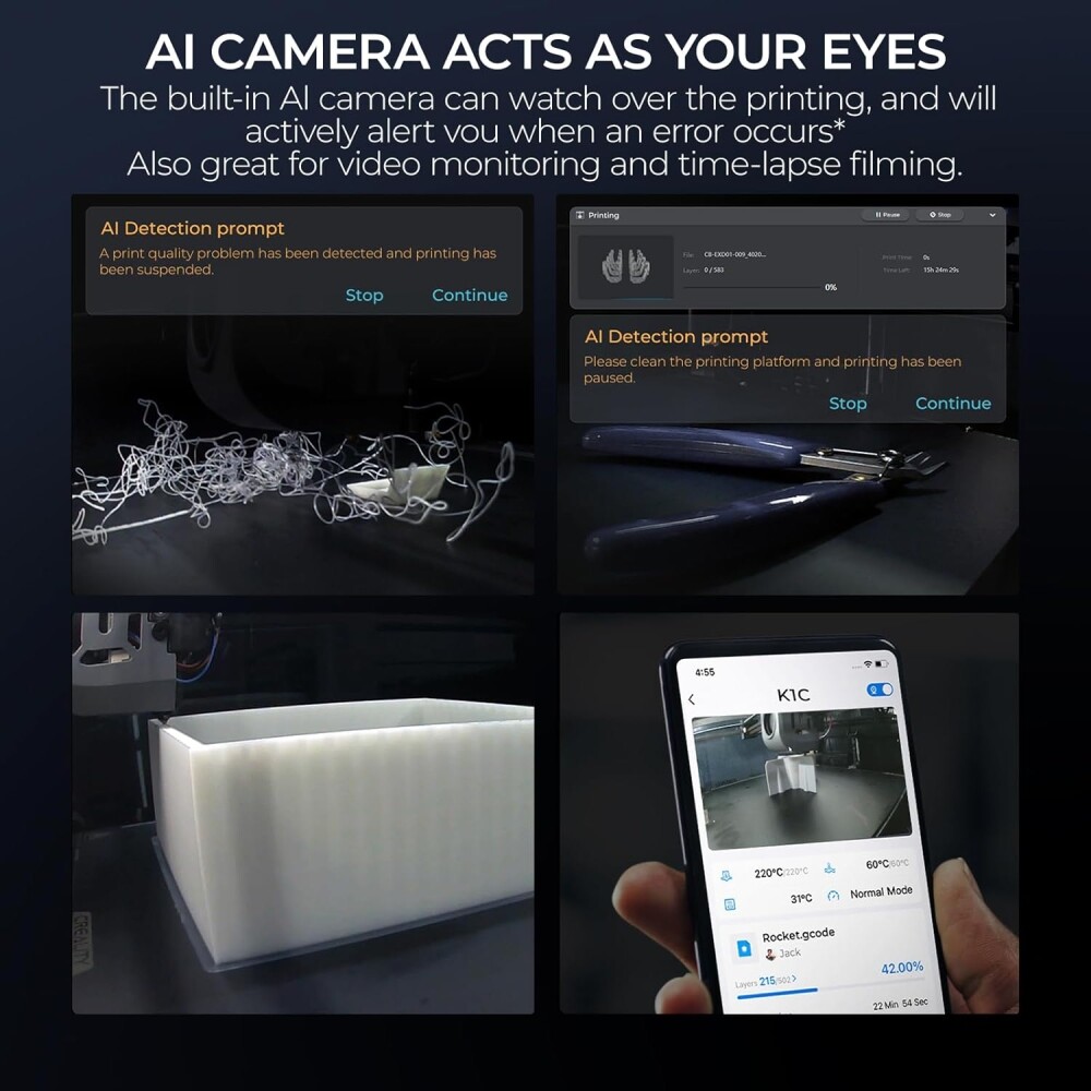 Creality K1C 3D Printer 600mm/s Max Printing Speed Auto Leveling