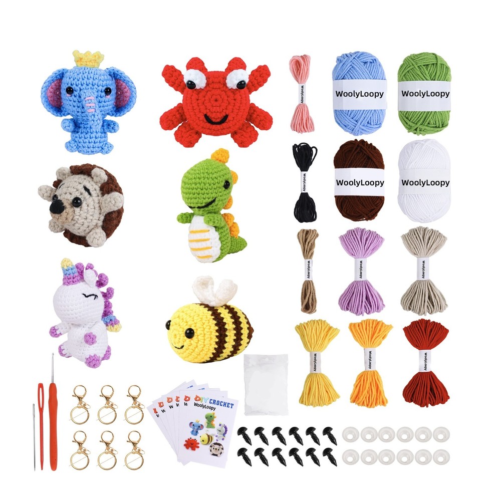 WoolyLoopy crochet making kit 6pcs perfect for beginners. step-by-step  video