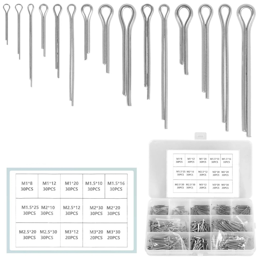 420Pcs Cotter Pin Assortment Kit Split Pin Fastener Clips Set Straight Clips