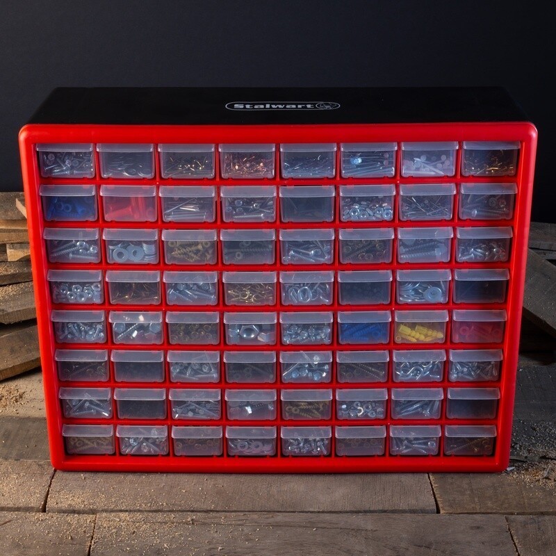 64 Drawer Storage Organizer Plastic Bins Wall Mount Tool Craft Storage Desktop