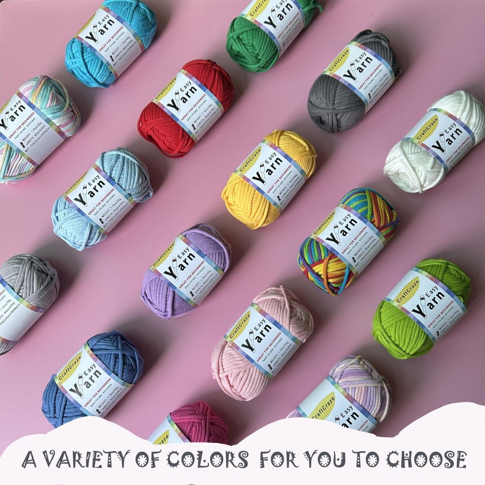 Beginner Easy Yarn Kit for Knitting,Crocheting; Worsted Weight Medium #4; Cot...