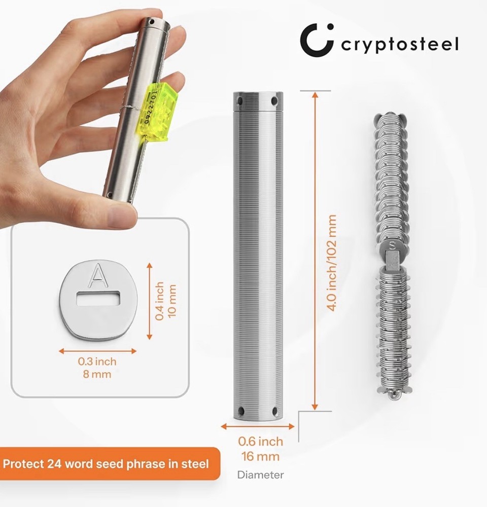 Cryptosteel Capsule Metal Backup - Seed®24 SOLO Security NEXT GEN | Secure 24-
