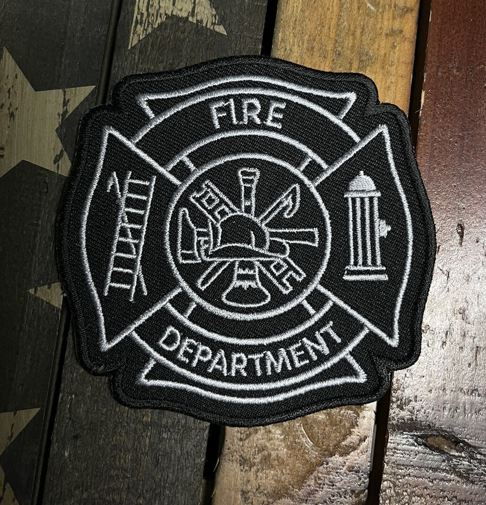 Silver & Black Firefighter Maltese Cross Patch