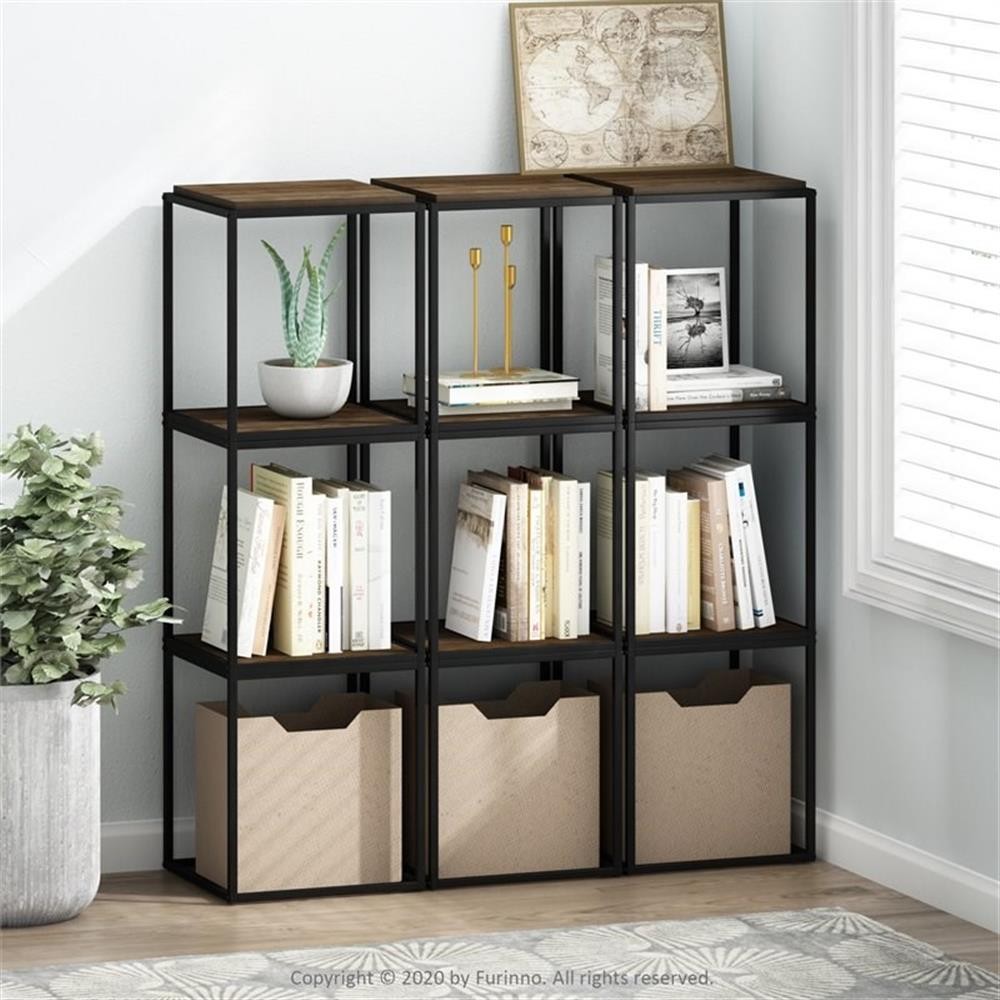 Pemberly Row Engineered Wood 1-Tier Stackable Shelf in Columbia Walnut