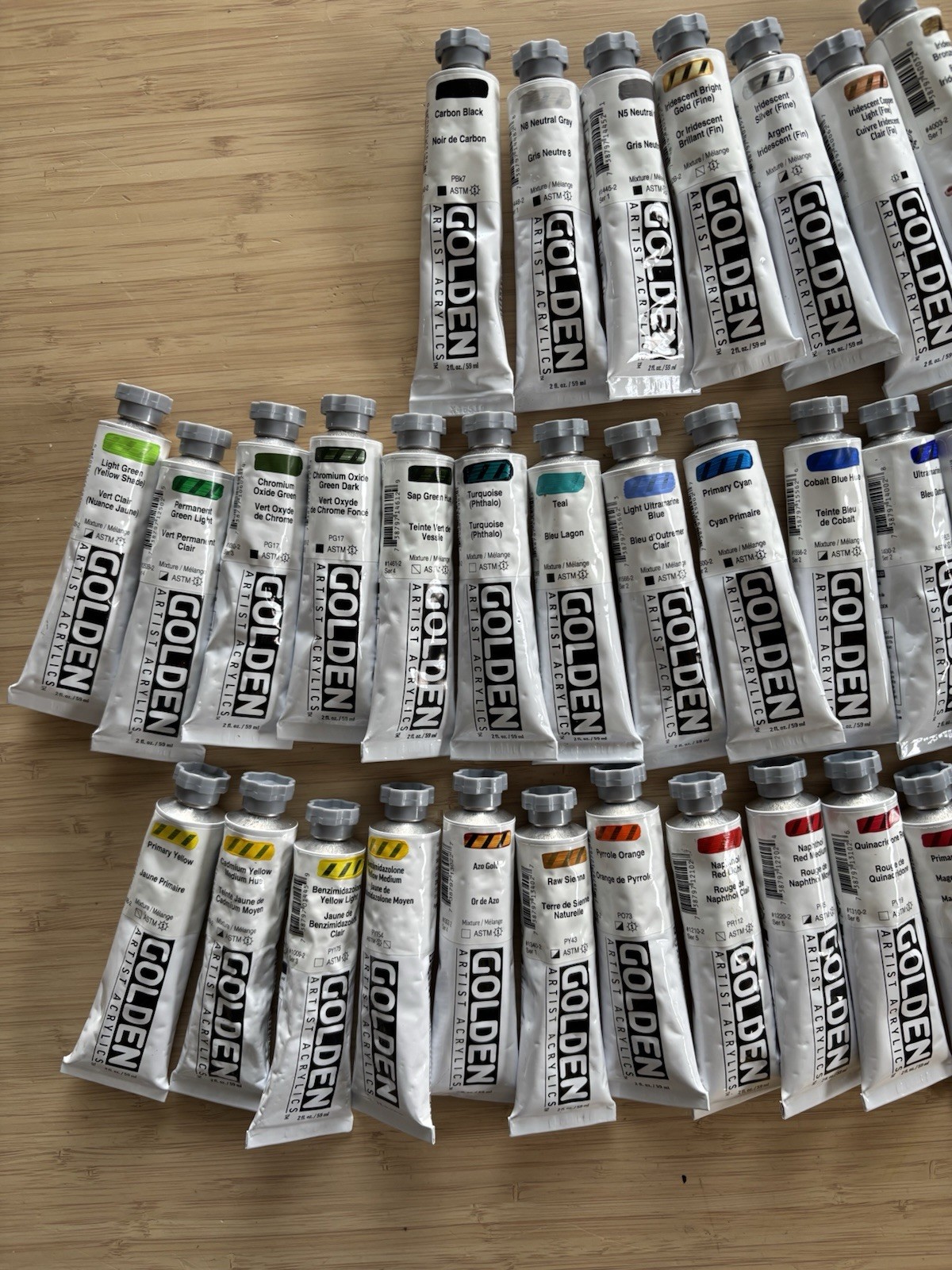 LOT OF 35 GOLDEN Acrylic Artist Colors Paints 2fl oz Tubes *NEW