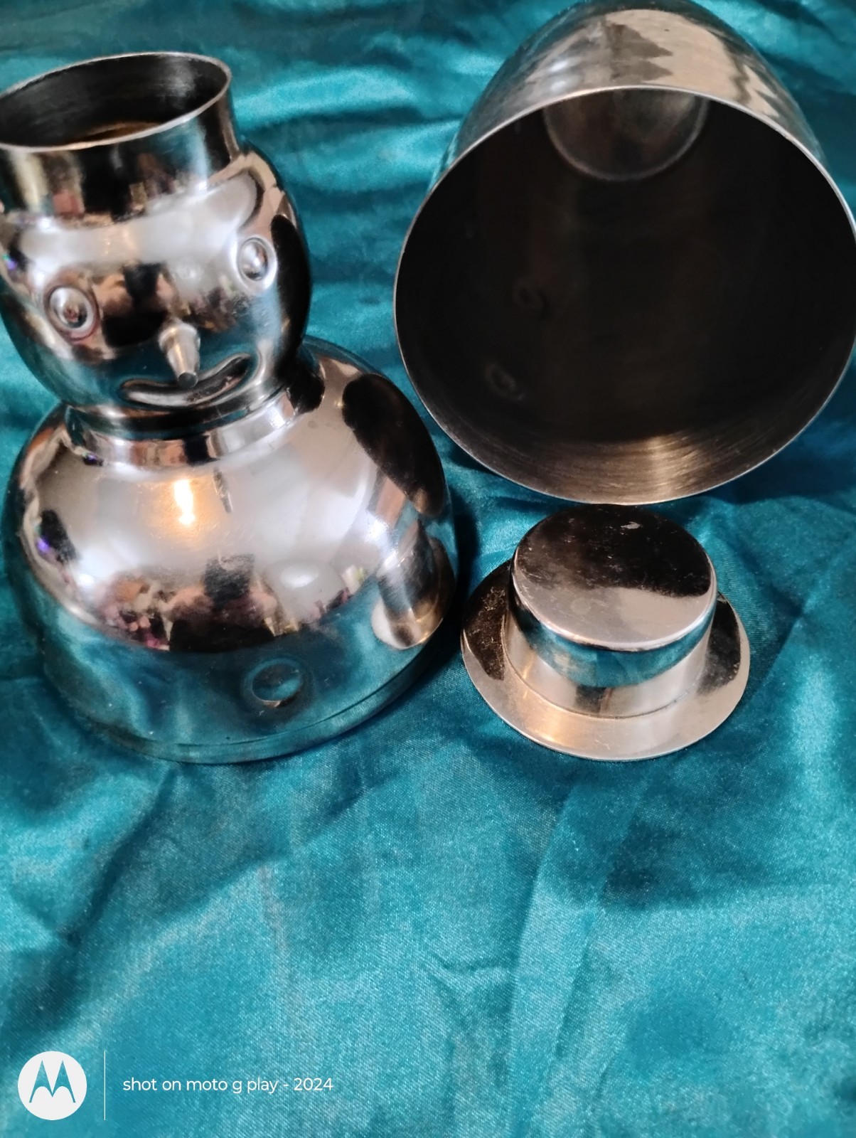 Art Deco 1920s Snowman Cocktail Shaker Silver Plated Metal
