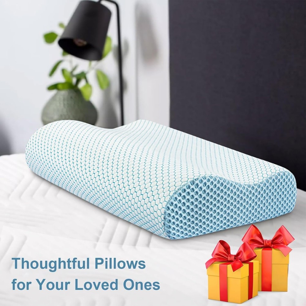 Ergonomic Memory Foam Pillow - Cervical Support for Side, Back & Stomach Slee...