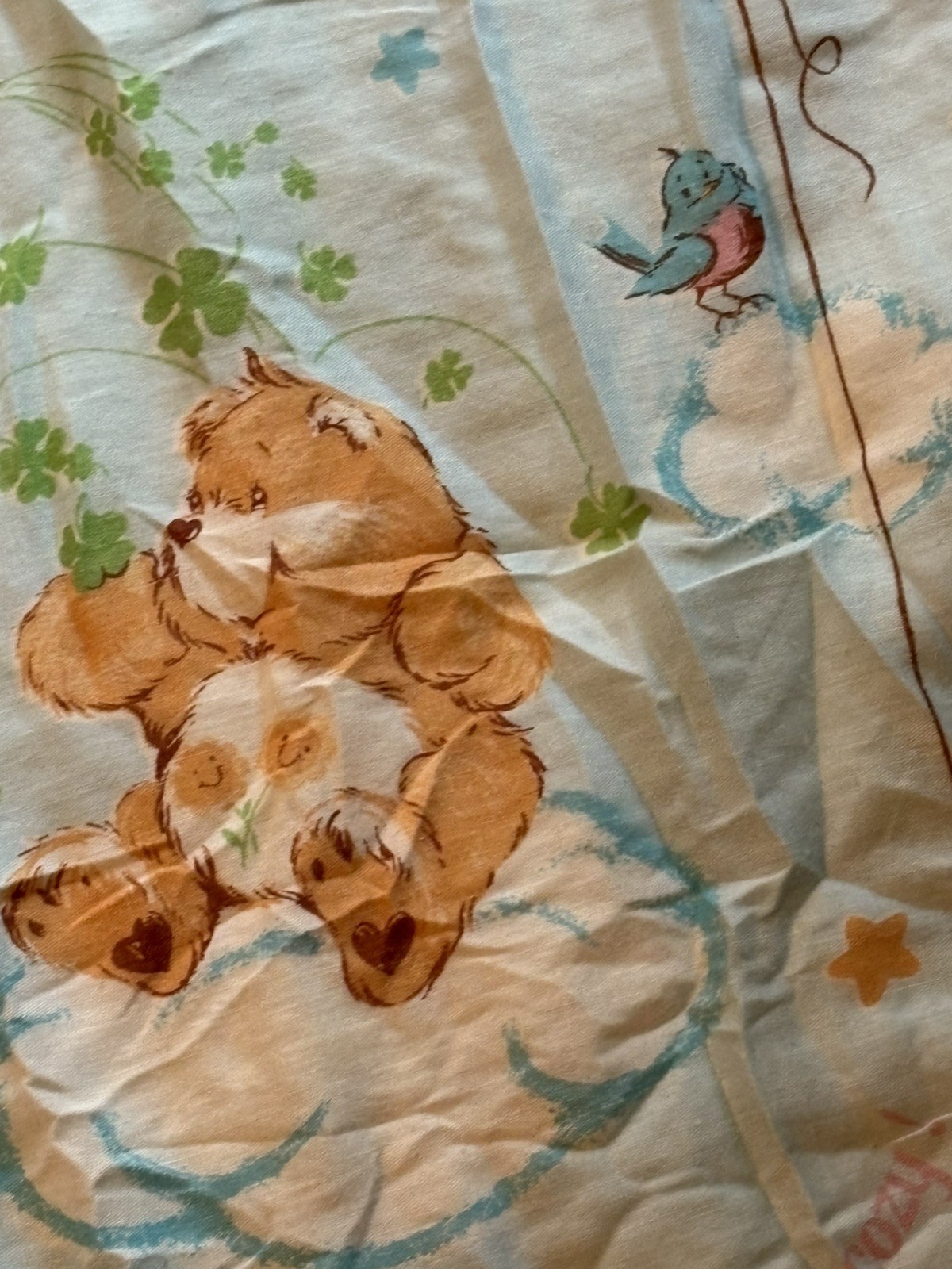 Vintage 1980’s CARE BEARS Sleeping Bag Sleepover Blanket Blue Kid Youth