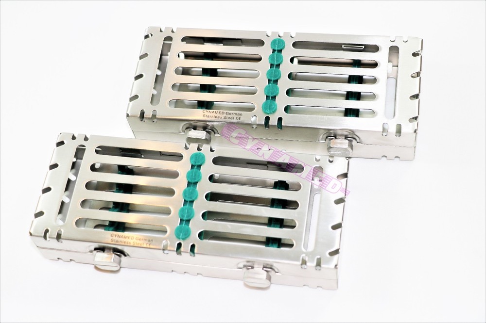 2 STERILIZATION CASSETTE DOUBLE BUTTON DETACHABLE FOR 5 INSTRUMENTS GERMAN GRADE