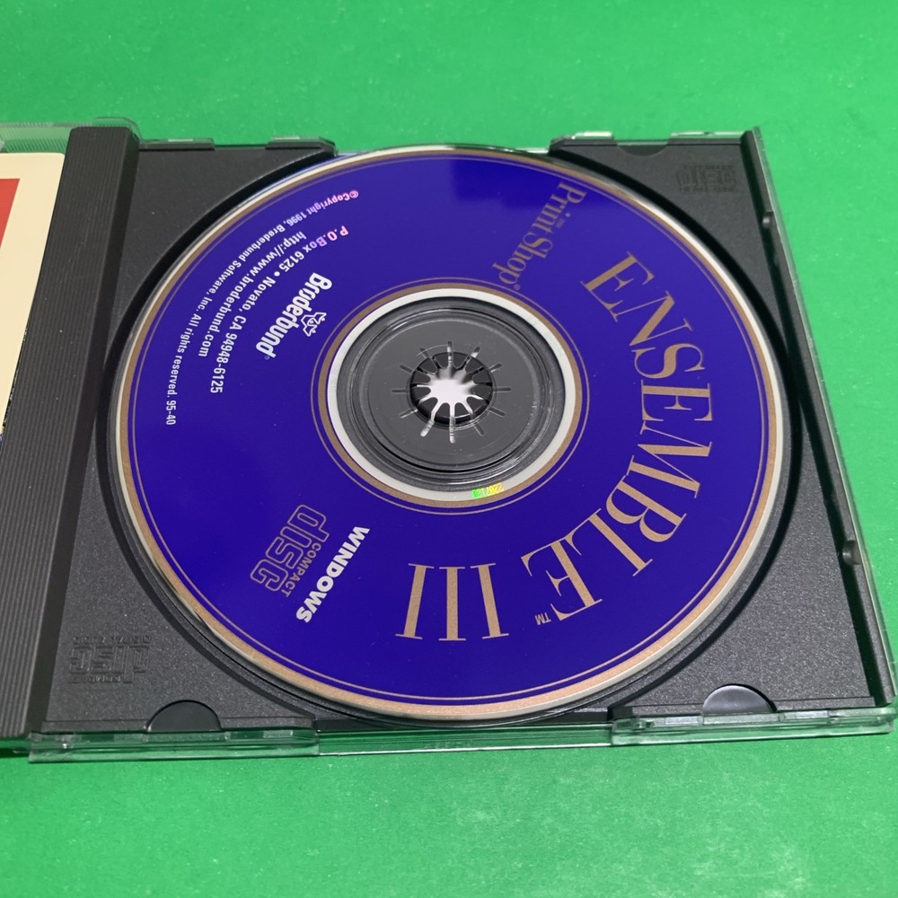 Print Shop Ensemble III desktop publishing software by Broderbund.