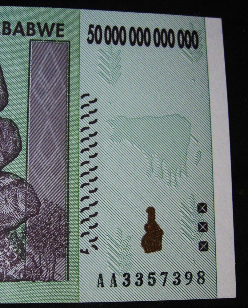 ZIMBABWE 50 Trillion Dollar Note 2008 Authentic AA Uncirculated A+ Condition