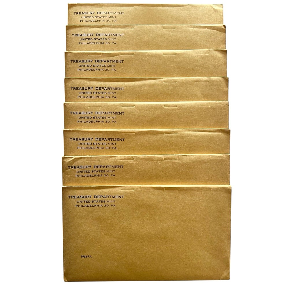 1962 US Mint 90% Silver Proof Set Original Flat Pack Envelope SEALED & UNOPENED