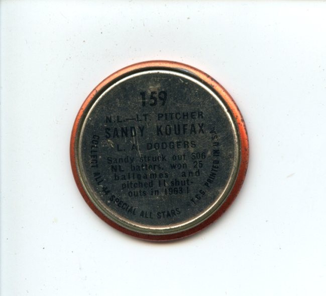 1964 Topps Baseball Coin #159 Sandy Koufax All Star