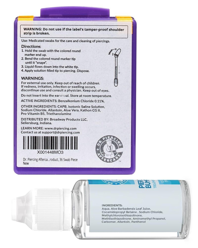 Ultimate Piercing Care Kit: Saline Solution & Keloid Drops with Precision Swabs
