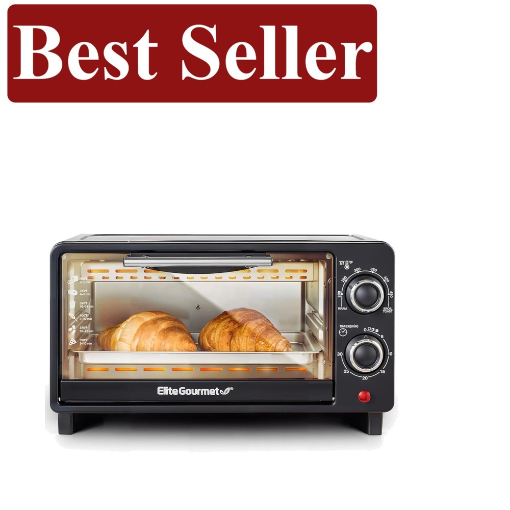 9L/4 Slice Toaster Oven in Matte Black - 30-Min Timer & Adjustable Temp Control