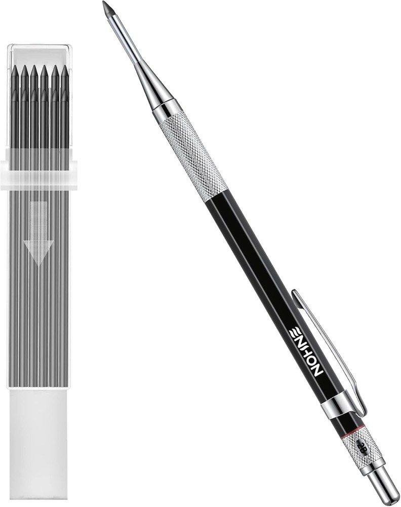 2mm Mechanical Carpenter Pencil Set with 12 Marker Refills and Sharpener, Woo...