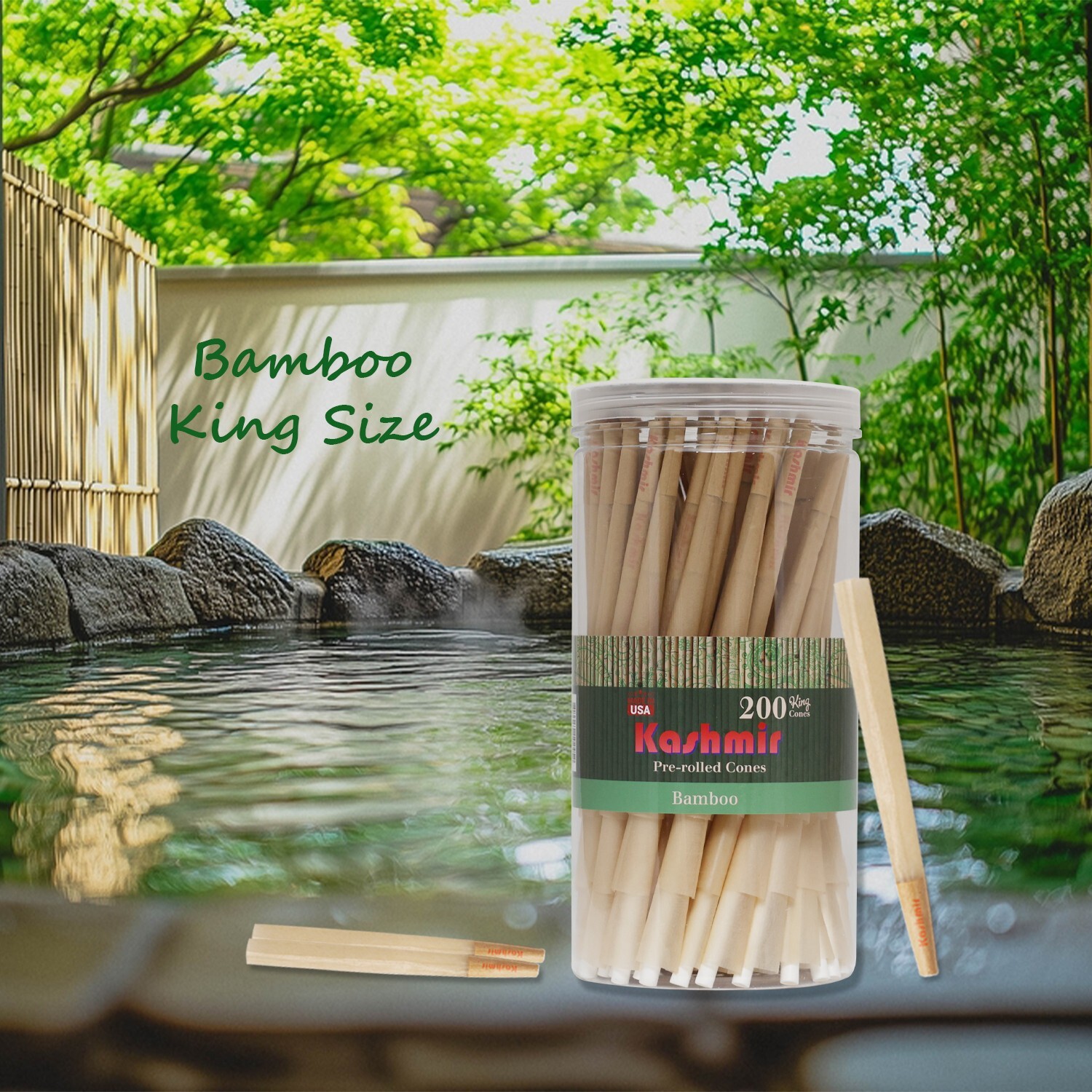 Pre Rolled Cones King Bamboo Rolling Papers Cone Slow Burning 200 Ct by Kashmir