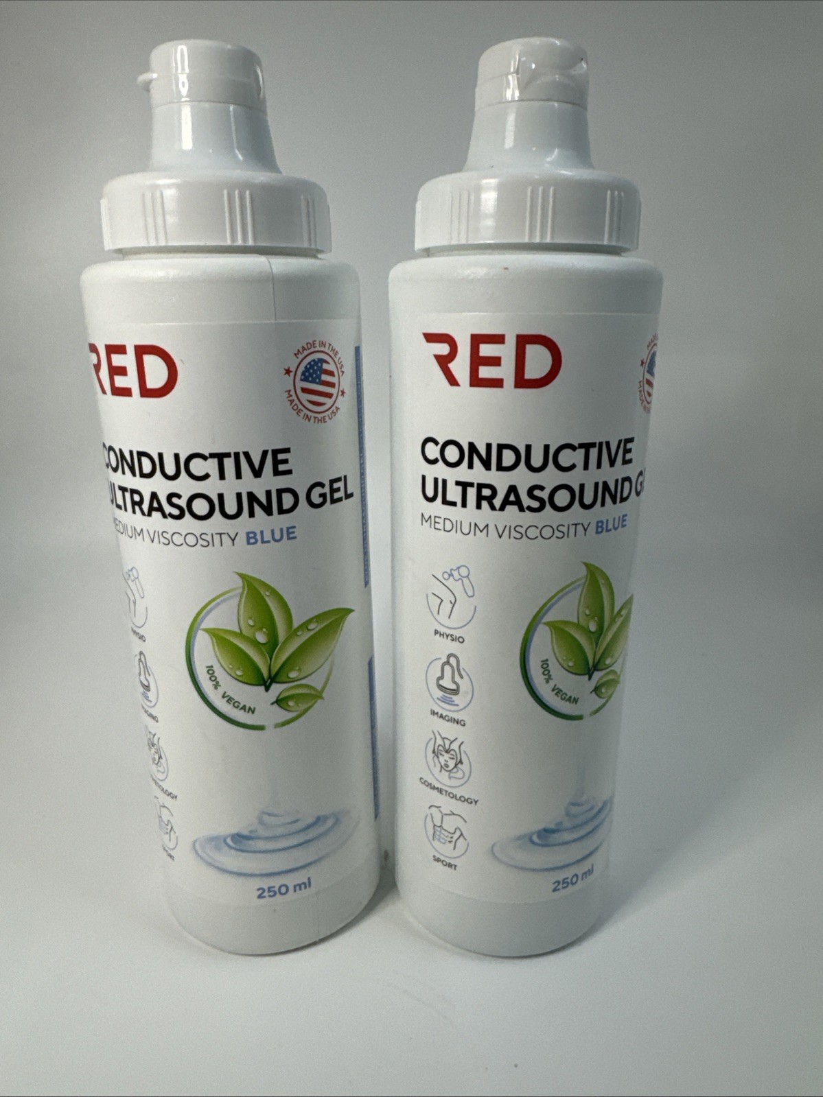 Lot Of 2 RED Conductive Ultrasonic GEL, Baby Doppler,Cavitation 2 x 250ml