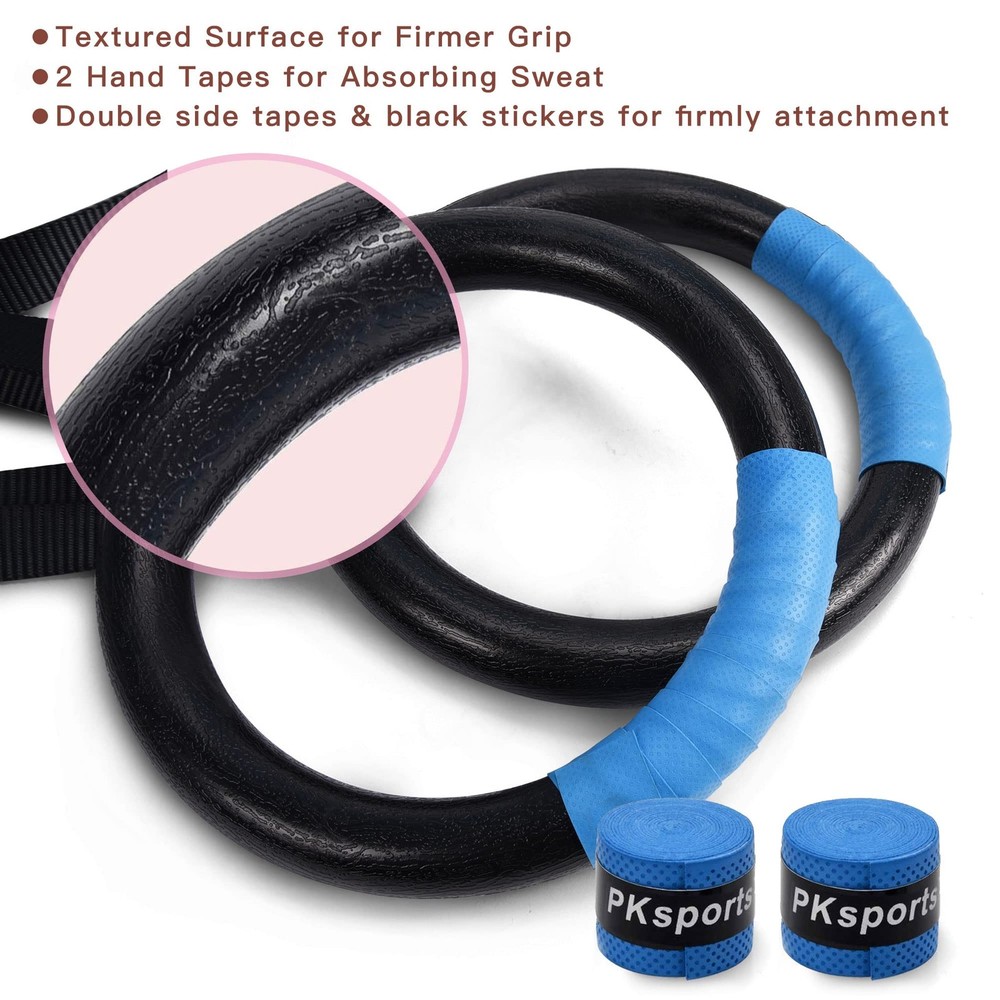 Gymnastic Rings 1100lbs Capacity with 14.76ft Adjustable Buckle Straps Pull U.
