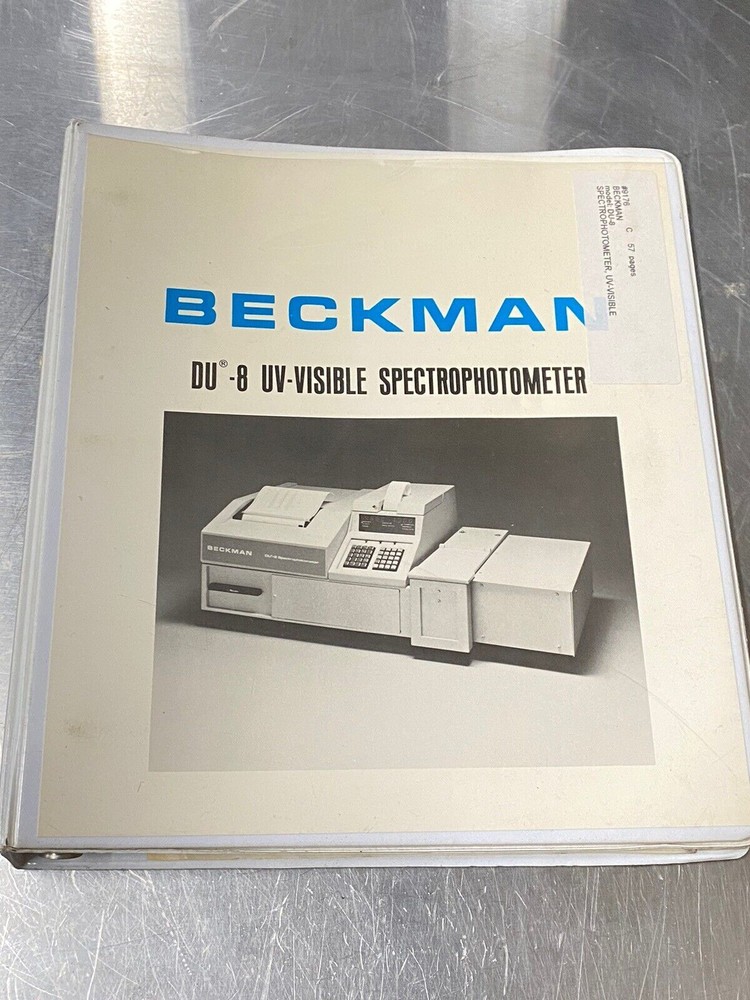 Beckman DU-8 Spectrophotometer UV-visible - Users Guide / Instruction Book